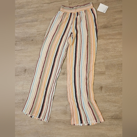 89th Madison Womens Pants Multicolor M Pull On High Rise Texture Striped - Picture 2 of 4